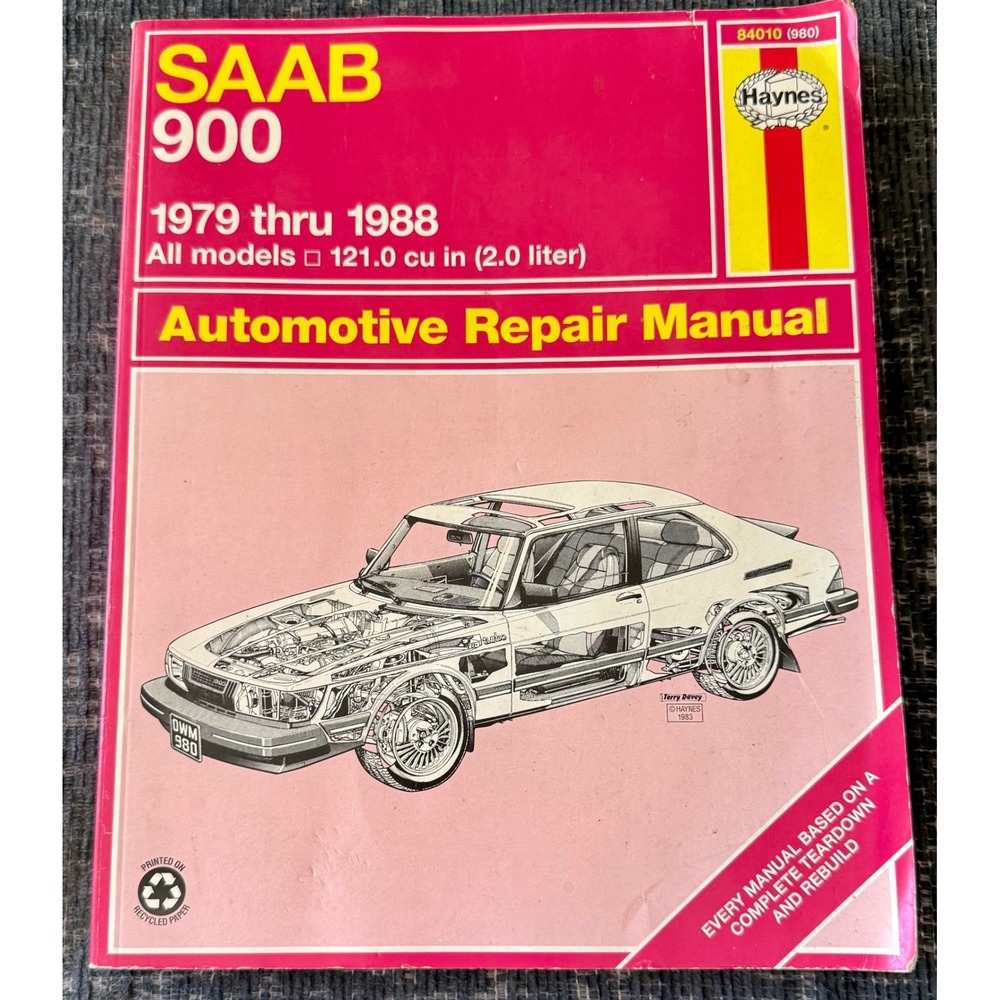 Haynes Saab 900 Repair Manual 1979-1988 All Models 2.0L Pink Good Condition DIY